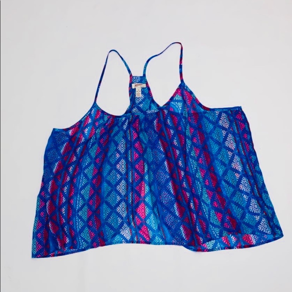 Plus size Neon Blue Diamond Print Top